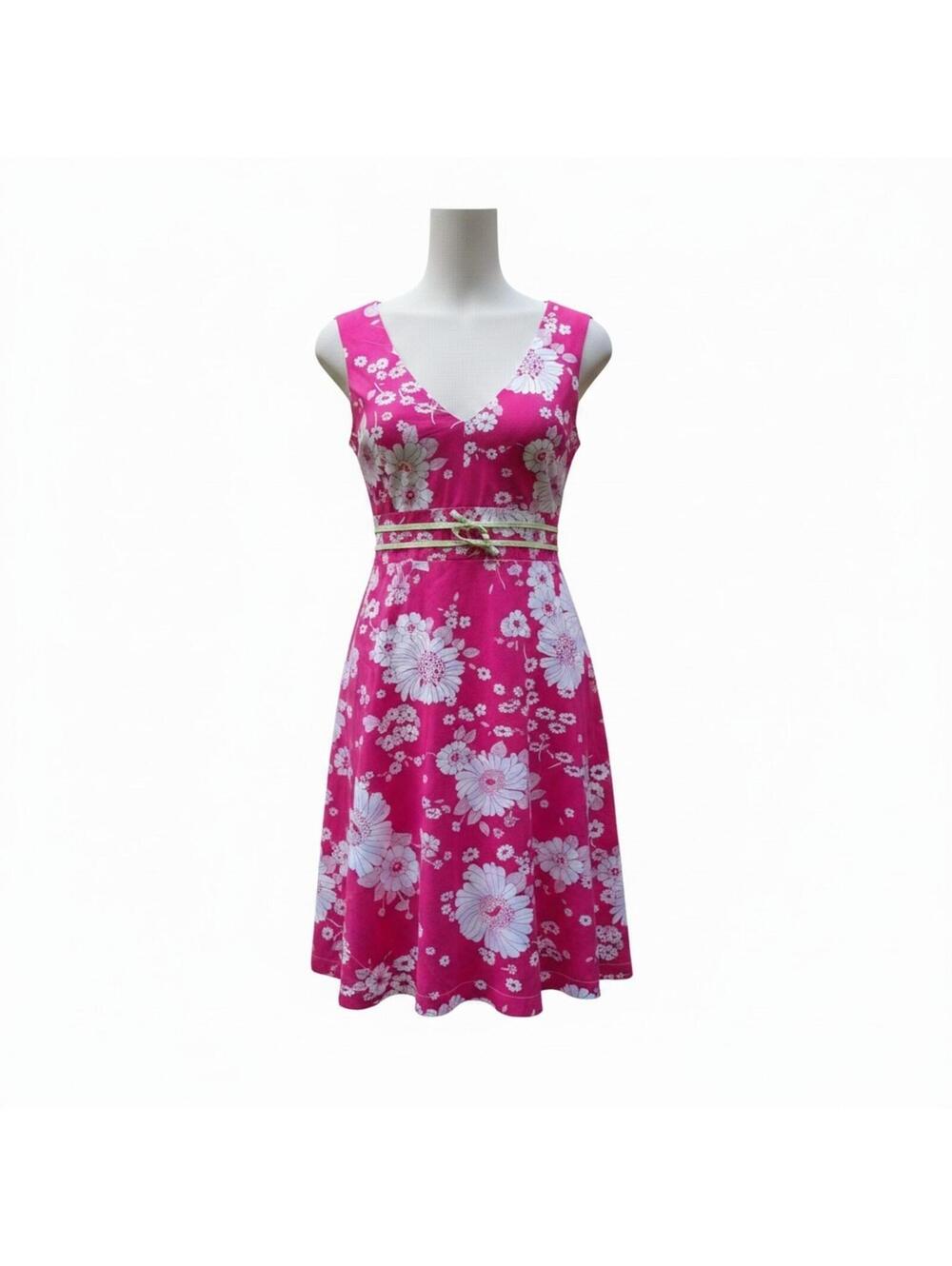 Narcissist Vintage Style Pink & White Floral Sleeveless V-Neck Sundress XS